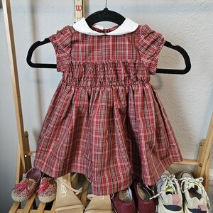 Baby Gap Christmas tartan plaid formal dress newborn collared